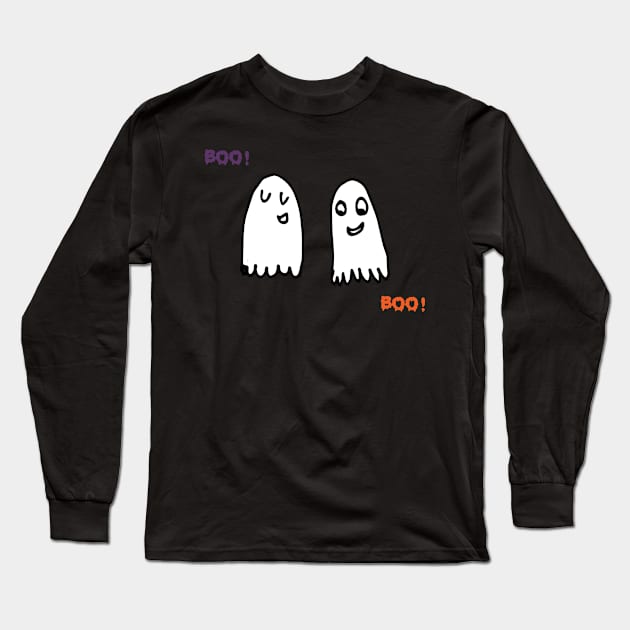 Cute Halloween ghost Long Sleeve T-Shirt by bruxamagica